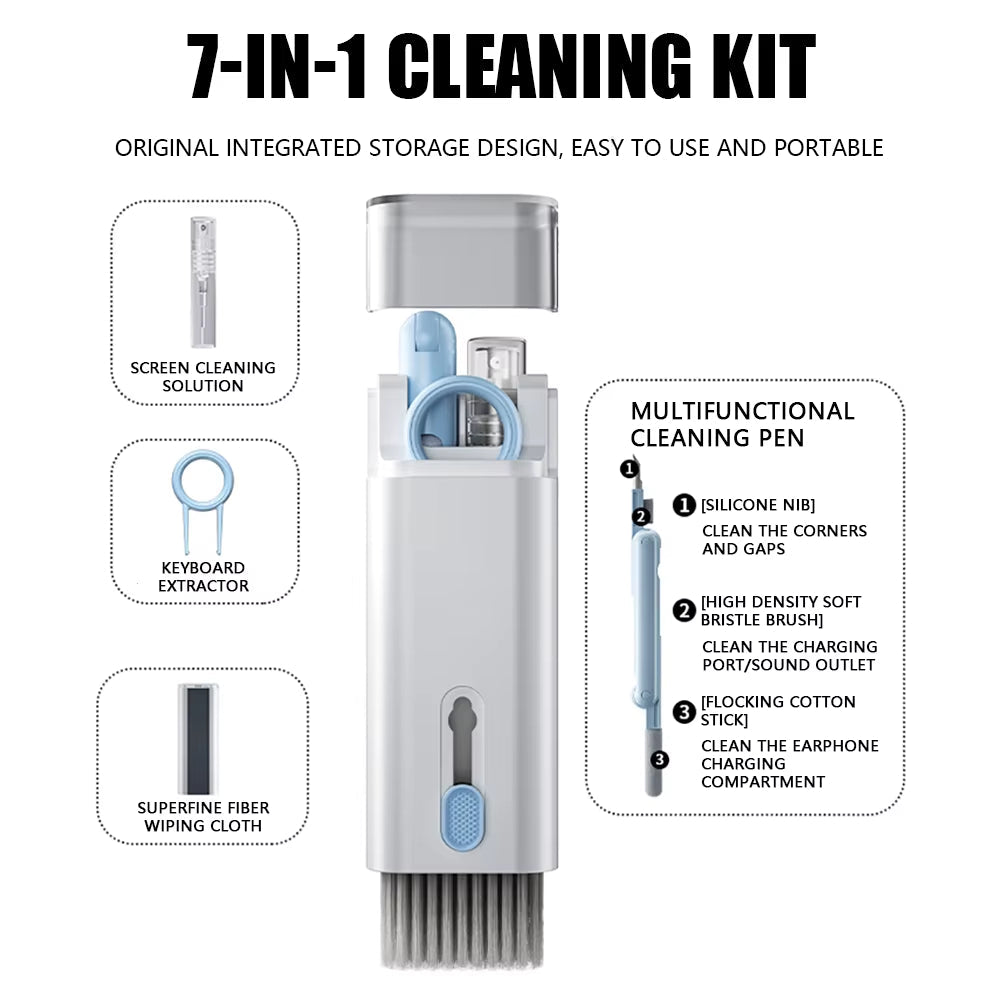 7-In-1 Cleaning Kit for Keyboard Earphone Screen Cleaner Brush, Household Cleaning Tools for Airpods Phone Keycaps Cleaning Kit