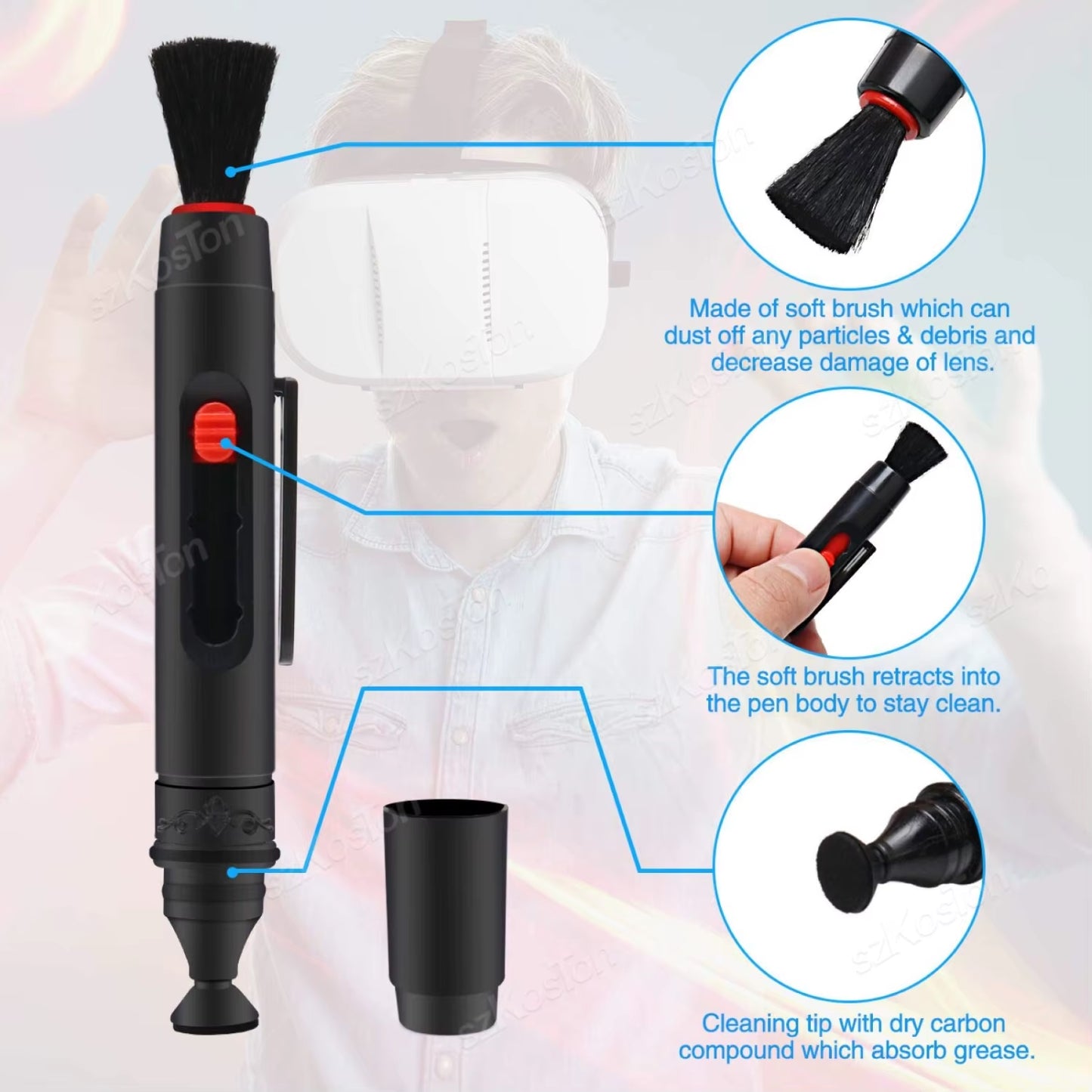 Universal VR Headset Cleaning Kit Anti-Scratch Optical Lens Cleaning Pen Compatible with Meta Quest 3S Quest 2 /3 PSVR2 Pico 4