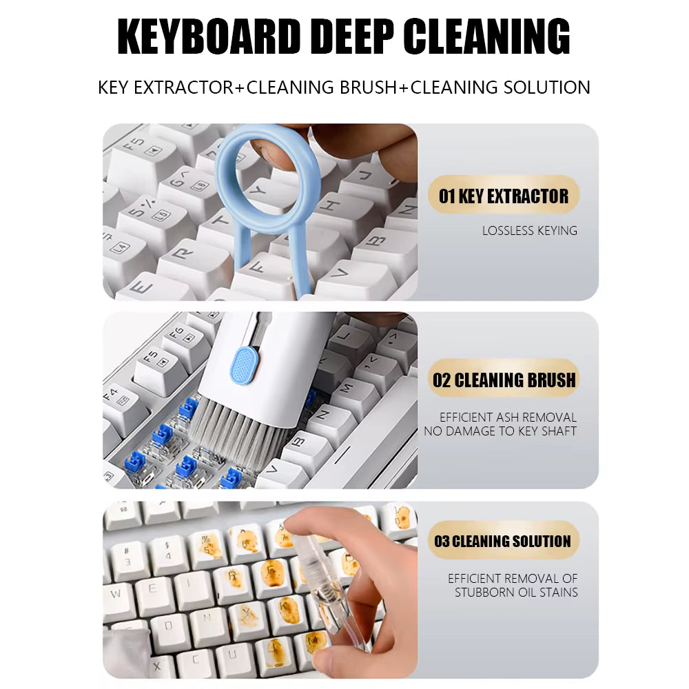 7-In-1 Cleaning Kit for Keyboard Earphone Screen Cleaner Brush, Household Cleaning Tools for Airpods Phone Keycaps Cleaning Kit